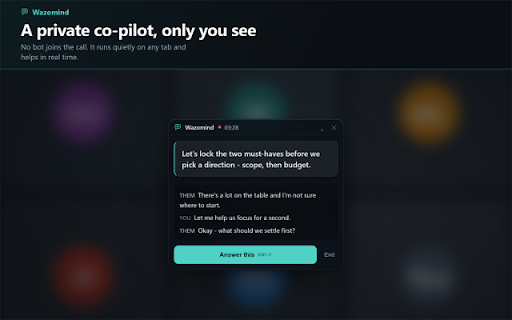 Wazomind: AI Meeting Notes & Live Answers screenshot
