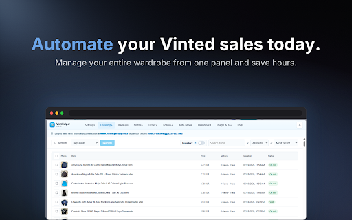 VintHelper - Vinted Bot & Sales Automation screenshot