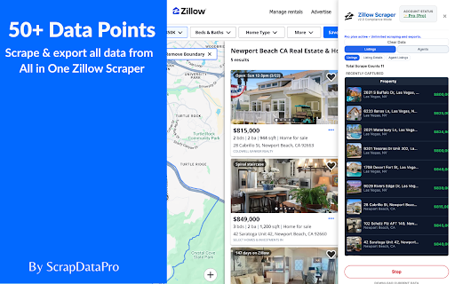 Zillow Scraper: Export Listings, Agents & Reviews to CSV screenshot