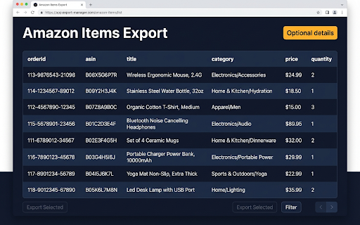 Amazon Order History Report Exporter screenshot