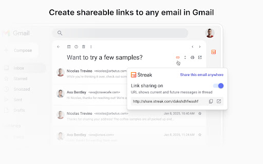 Streak Email Sharing for Gmail screenshot