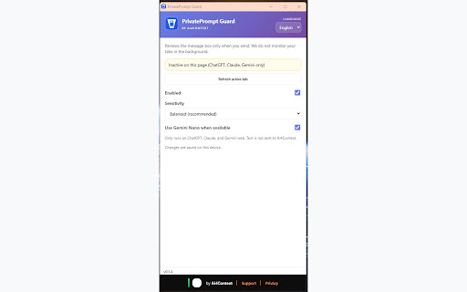 PrivatePrompt Guard screenshot