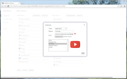 MyMenu screenshot
