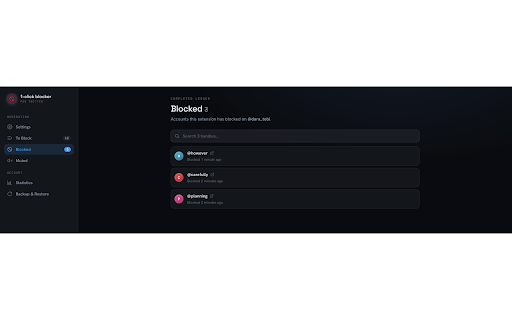 1-click blocker for Twitter screenshot