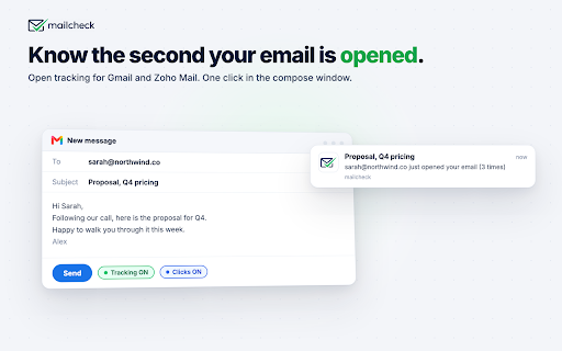 Mailcheck: Email Tracker for Gmail & Zoho Mail screenshot