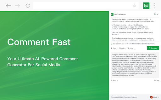 Comment Fast - AI Comment Generator for Social Media screenshot