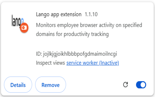 Lango app extension screenshot