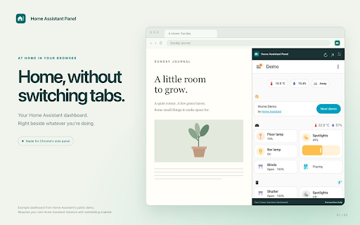 Home Assistant Panel screenshot