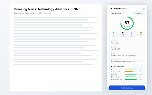 Source Checker - Free & Fast Link Trust Score screenshot