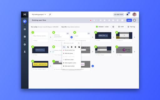 Testim Editor screenshot
