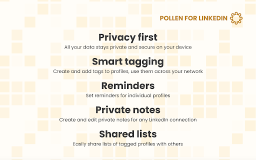 Pollen for LinkedIn - add notes, tags & reminders to LinkedIn profiles screenshot