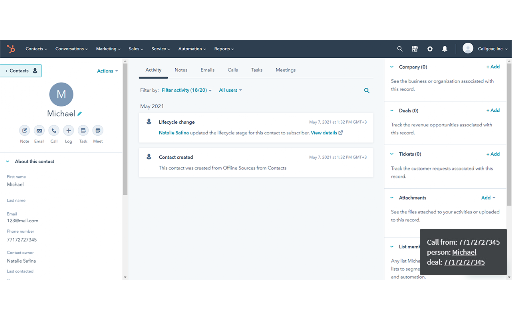 CallGear Hubspot integration screenshot