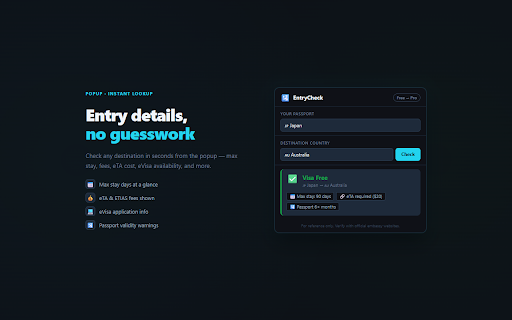 EntryCheck — Visa Requirements Checker screenshot