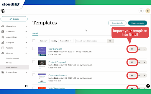 MailChimp Templates for Gmail™ by cloudHQ screenshot