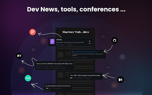 Hackertab – Dev News & GitHub in New Tab screenshot