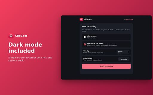 ClipCast: Simple Screen Recorder screenshot