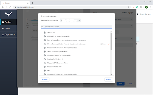 YSoft SAFEQ Chrome Print screenshot