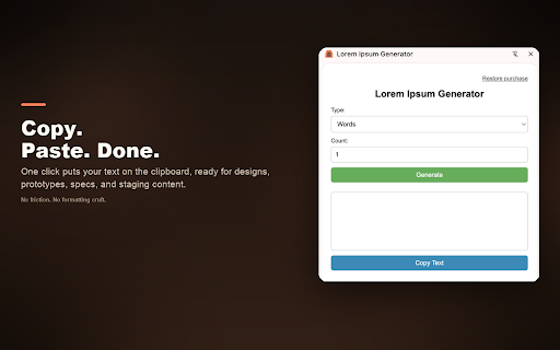 Lorem Ipsum Generator screenshot