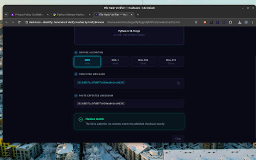 HashLens – Identify, Generate & Verify Hashes by UnifyBrowse screenshot