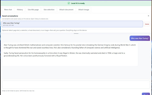 LocalChat — local AI chat in Chrome screenshot