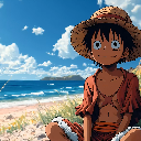 Luffy on the beach icon