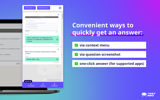 Test Bro - Smart Web Test Assistant, Exam Helper & Homework Quiz Solver screenshot