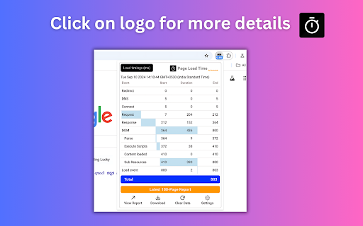 Page Load Timer screenshot