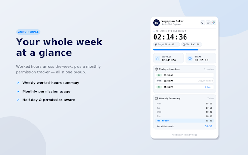 Zoho People Time Tracker screenshot