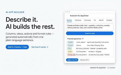 Assistant for AppSheet — by Hoadata screenshot
