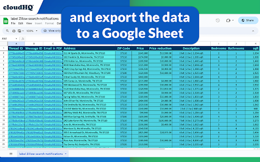 Export Emails to Sheets by cloudHQ screenshot