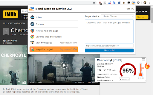 Send Note to Device screenshot