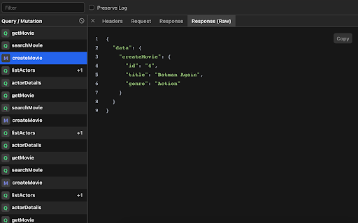 GraphQL Network Inspector screenshot