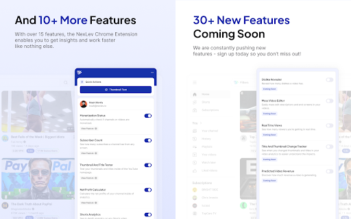 Nexlev YouTube Research & Analytics screenshot