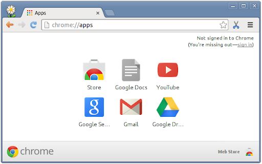 Apps in new tab screenshot
