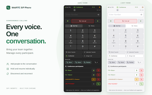 WebRTC SIP VoIP Phone — Click-to-call & Conference Calls screenshot