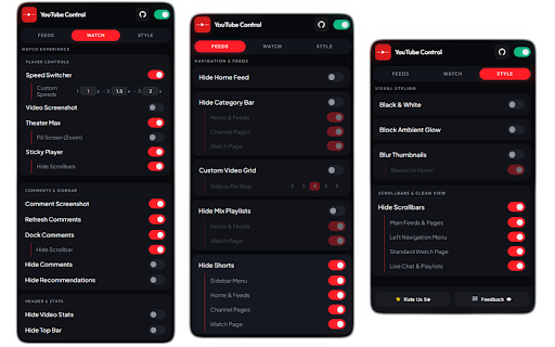 YouTube Control — Dock Comments to Sidebar, Split Player & Theater Max screenshot