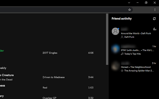 Spotify Friend Activity screenshot