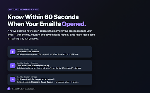 GeoMail Tracker — Email Open Alerts screenshot