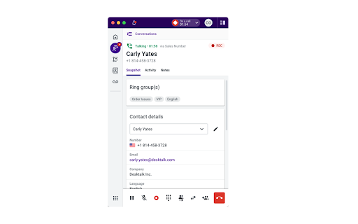 Talkdesk Click-to-Call Extension screenshot