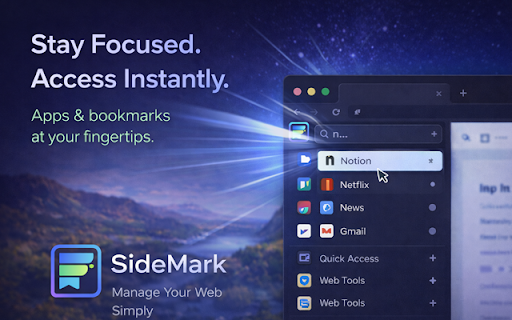 SideMark - Manage Apps, Bookmarks in Sidebar screenshot