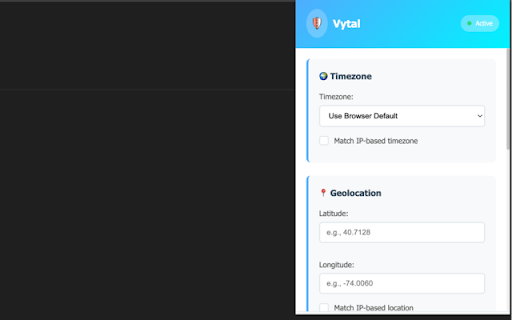 Vytal - Spoof Timezone, Geolocation, Locale and security screenshot