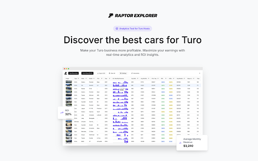 Raptor Explorer - Car Rental Analytics for Turo screenshot
