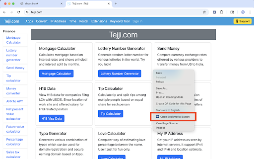 Bookmarks Button screenshot