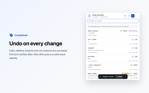 Cookie Editor — View, Edit & Delete Cookies | CookieDesk screenshot