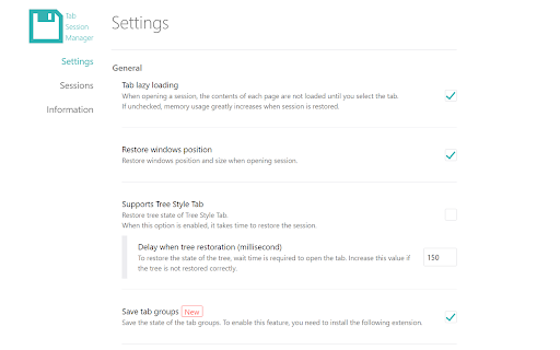 Save Tab Groups for Tab Session Manager screenshot