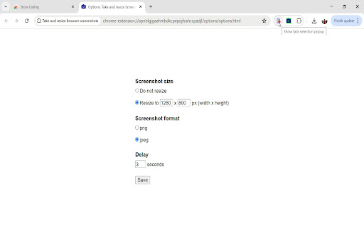 Take and resize browser screenshots screenshot