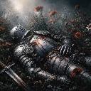Fallen Knight Resting In A Field Of Red Flowers Live Wallpaper icon