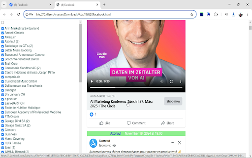 Ads-only Facebook feed screenshot