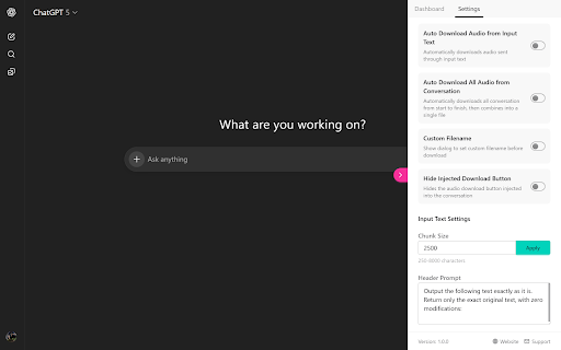 ChatGPT TTS screenshot