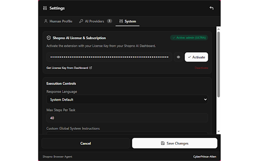 Shopno Browser Agent screenshot